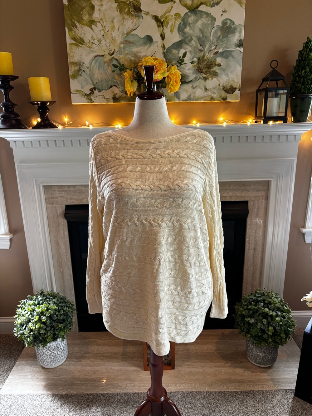 * NEW* Lauren Ralph Lauren Long Sleeve Knitted Ivory Sweater - Size 3XL